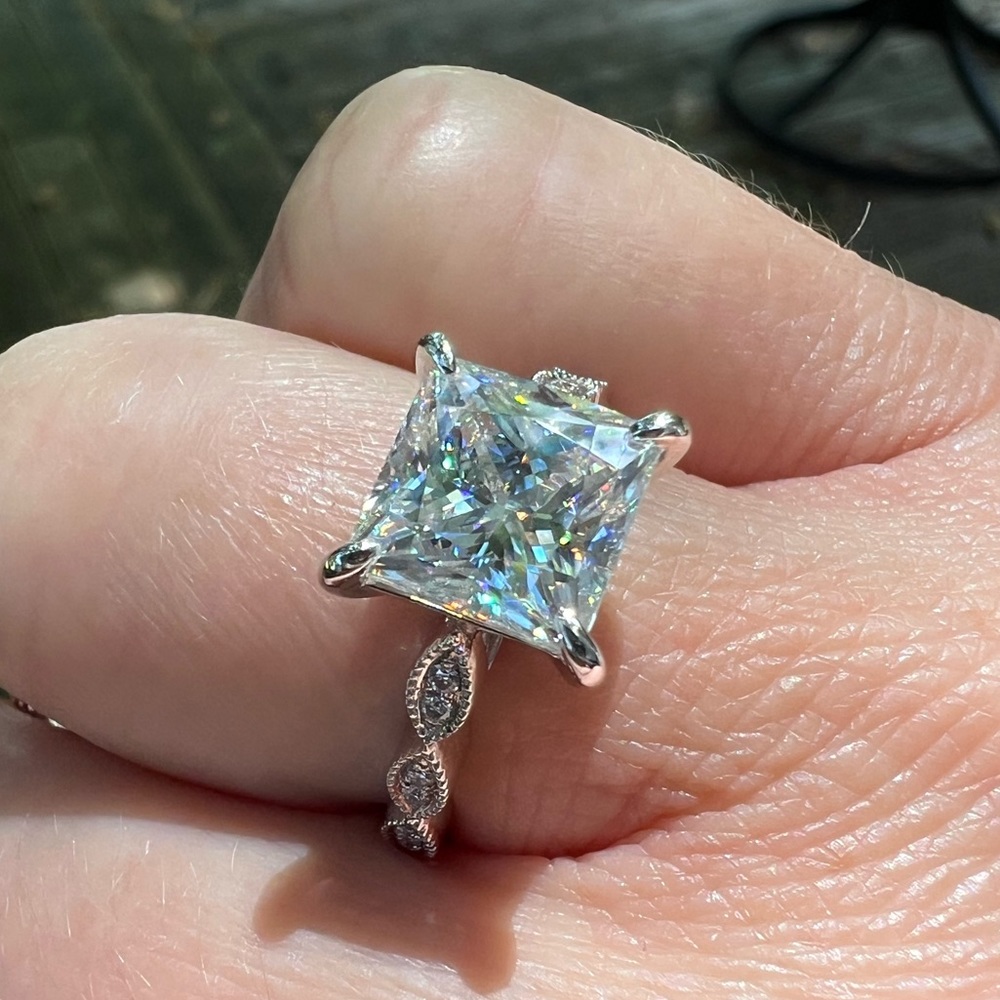 SOLD 8mm Vintage Style Moissanite Ring REDUCED